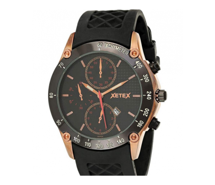 Xetex BB-6199JQ-G Mens Black Dial Rubber Band68870