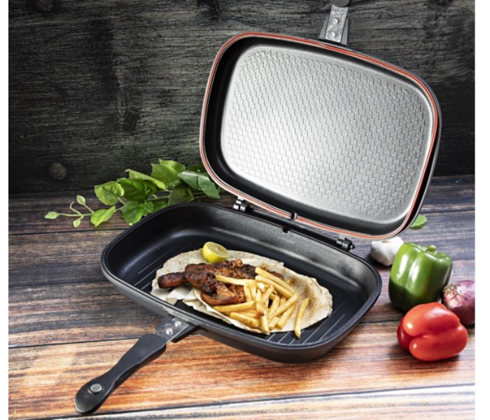 Buy Double Sided Grill Pan Black 40cm Online in Oman