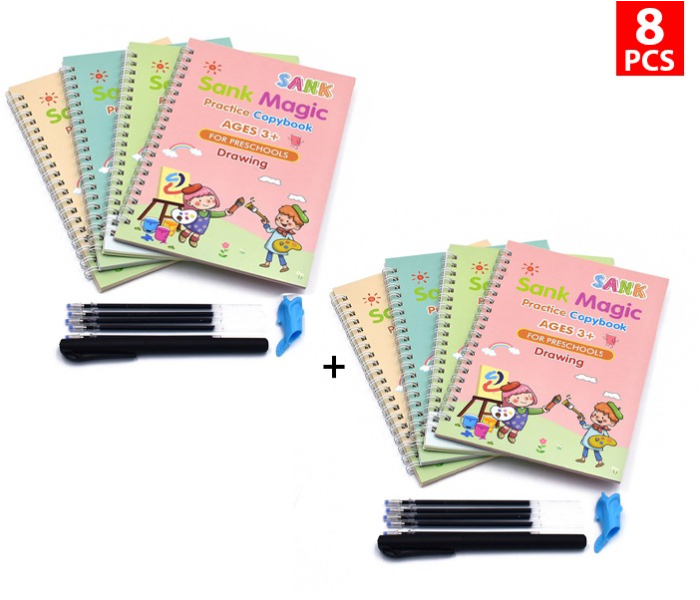4Pc Magic Practice Copybook for Kids, Reusable Handwriting