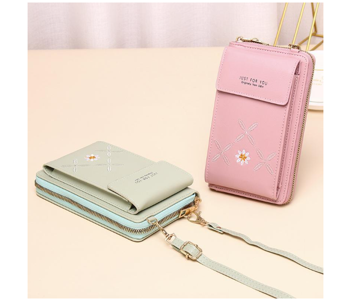 Luxury Italian Silver Trims Leather Mobile Phone Cross Body Shoulder Bag  Pouch Wallet Purse Clutch