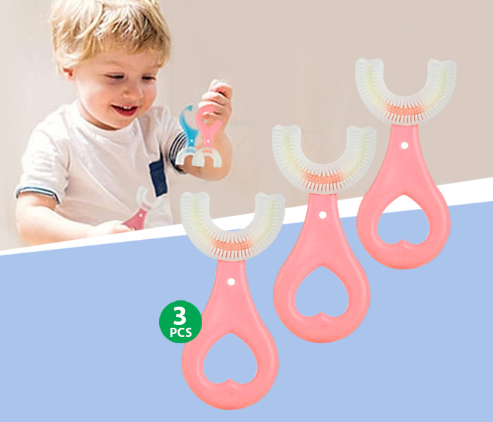RMN Combo of 3 Piece U Shaped Silicone Toothbrush for Kids