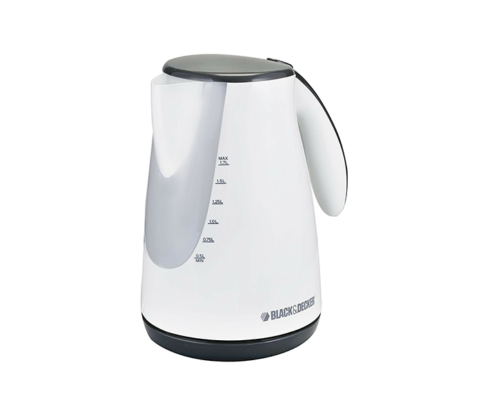 Black+Decker 1.7 Liter Concealed Coil Electric Kettle, White/Grey