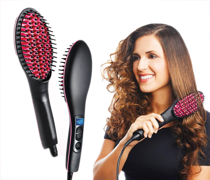 Mini Hair Straightener Brush, Veru ETERNITY Beard Straightener for Women  with LED Display and MCH Heating