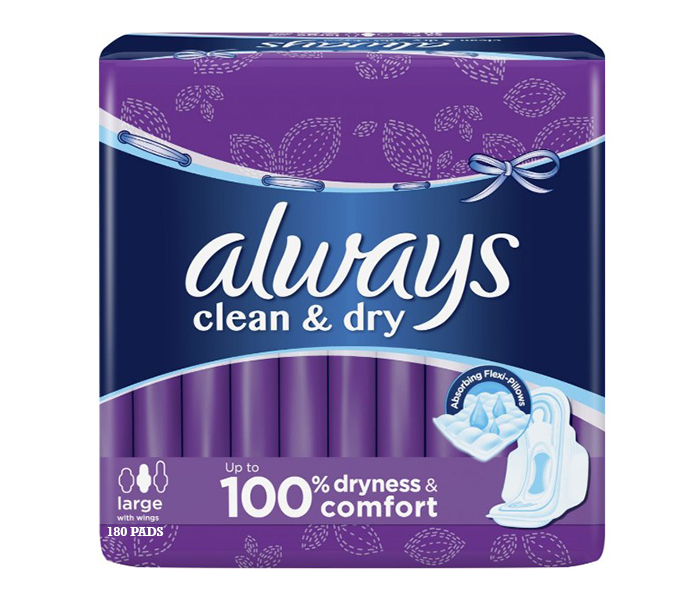 Always Sanitary Pads with Wings Large 180 4418