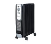 Geepas GRH9101 11 Fins Oil Filled Radiator Room Heater with Fan, Black Front View - ID 14077