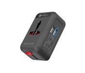 Promate UniPlug-QC3 Universal All in One Worldwide Travel Adapter with Multi Regional Socket, Black