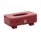 Promate TissueBox PU Leather Clip Car Sun Visor Tissue Box Holder for Facial Tissue & Other Napkin Papers - Red