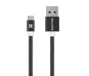 Promate LinkMate-U2M Heavy Duty Mesh Armored Micro-USB Sync & Charge Cable - Black