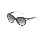 Carolina Herrera SHE602 0700 Oval Black Frame & Black Mirrored Sunglasses for Women