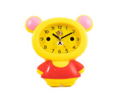 Plastic Analog Round Alarm Table Clock DD10963 Yellow and Red
