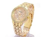 Geneva Rhinestone Wrist Watch - Gold