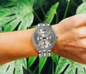 Geneva Rhinestone Wrist Watch - Silver