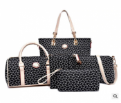 5 Pieces Womens Fashion England Style Tote Bag Set JA125-2 Black  - Similar Product Imag - ID 41302