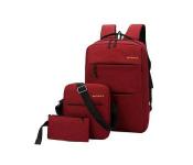 3 Piece Anti Theft USB Charging Canvas Backpack  (For Men and Women) Red  - Similar Product Imag - ID 46024