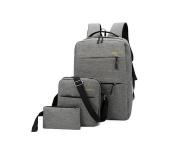 3 Piece Anti Theft USB Charging Canvas Backpack (For Men and Women) - Grey  - Similar Product Imag - ID 46020