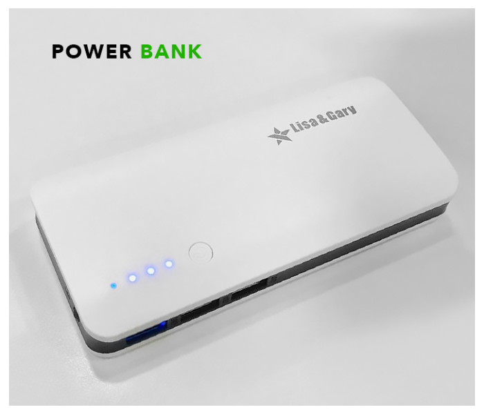 Lisa and Gray Portable Power Bank Dual USB - White