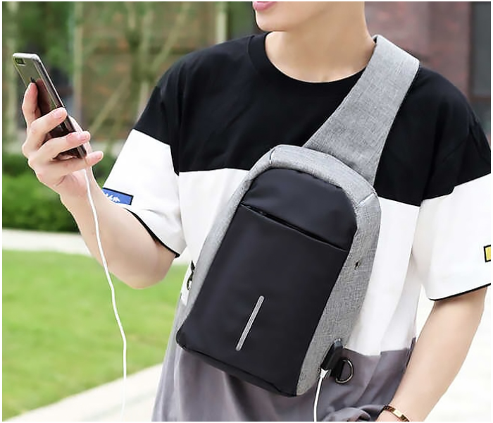 Anti-Theft Dual Wear Way Cross Body Sling Charging Travel Bag Grey