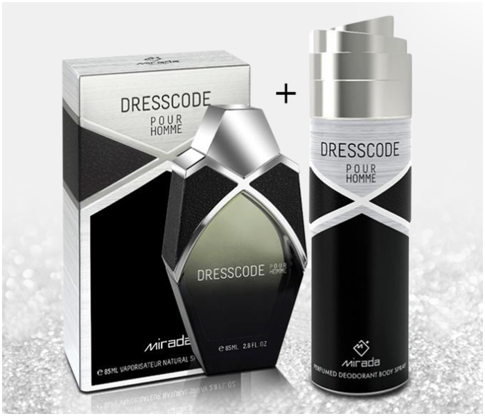 Mirada MDCM 7856 DRESS CODE Pour Femme For Men 85ml - Grey + Mirada DRESS CODE Deodorant Body Spray For Men 85ml - Grey