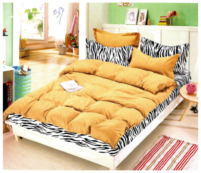 AMH ZB004 6 Pieces High Quality Cotton Double Size Bed Sheet with Quilt Cover & Pillow Case -Beige 