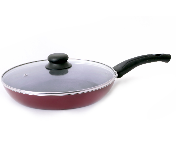 Royalford RF2952 26cm Non-Stick Fry Pan with Lid - Red