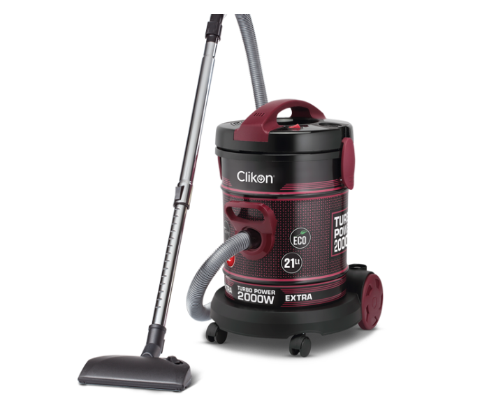 Clikon CK4402 2000W Turbo Barrel 2000 Metal Drum 21Litre Vacuum Cleaner - Black