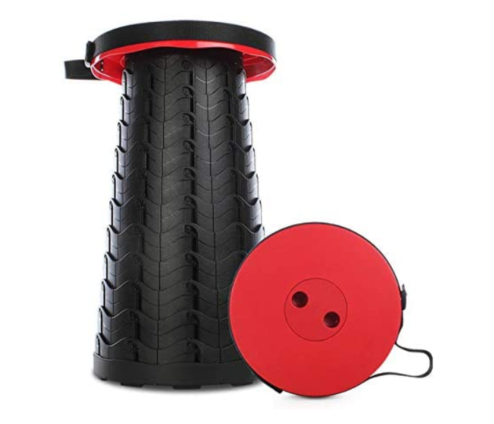 Telescopic Version Portable Stool Retractable Bearing 180Kg Folding and Height Adjustments Stool for easy Take - Red