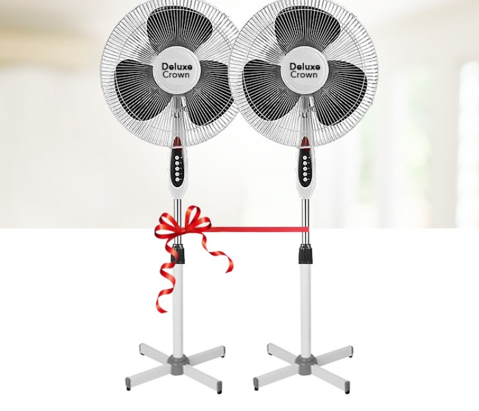 Deluxe Crown 16 Inches 3 Speed Floor Stand Fan - 2 pcs Front View - ID 50876