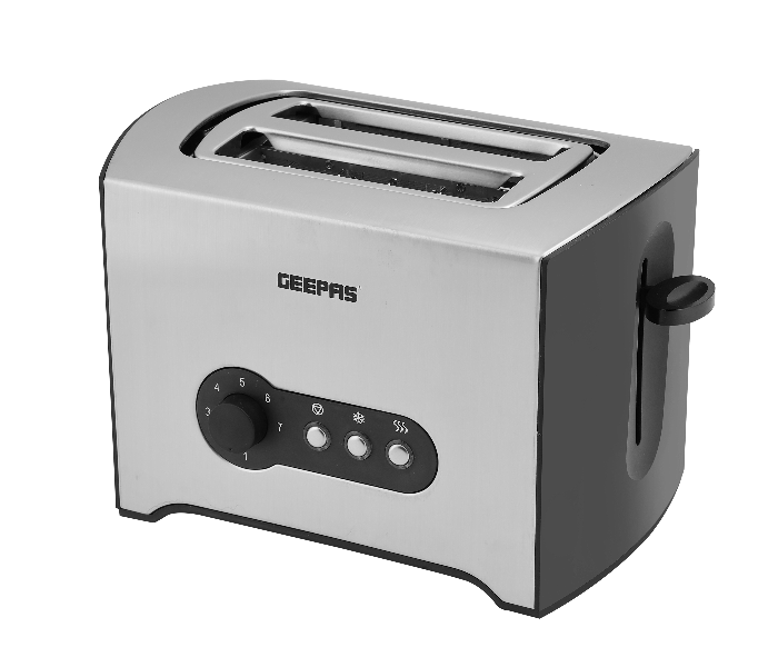 Geepas GBT6152 2-Slice Stainless Steel Bread Toaster - Black and White