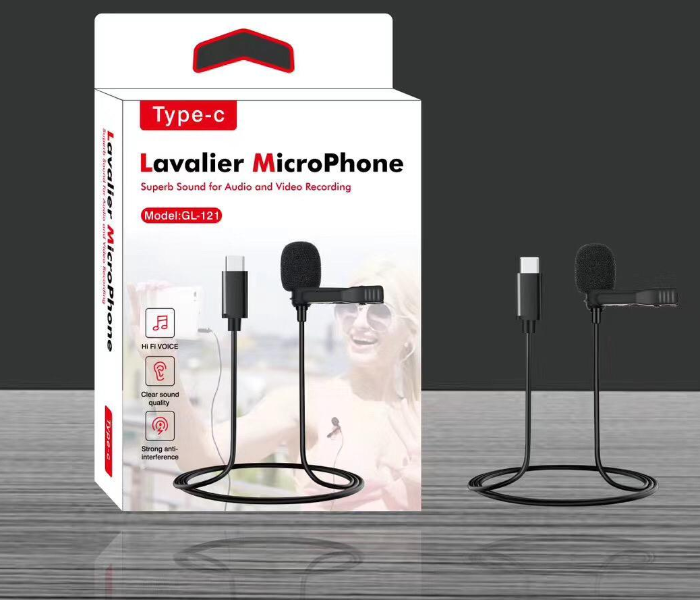 GL-121 Tiktok Type-C Microphone Micro-Cravate Mic Lavalier Single Mic -Black  - Similar Product Imag - ID 52658