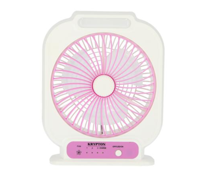 Krypton KNF222 8inch Rechargeable Mini Table Powerful Personal Desk Box Fan - White and Pink