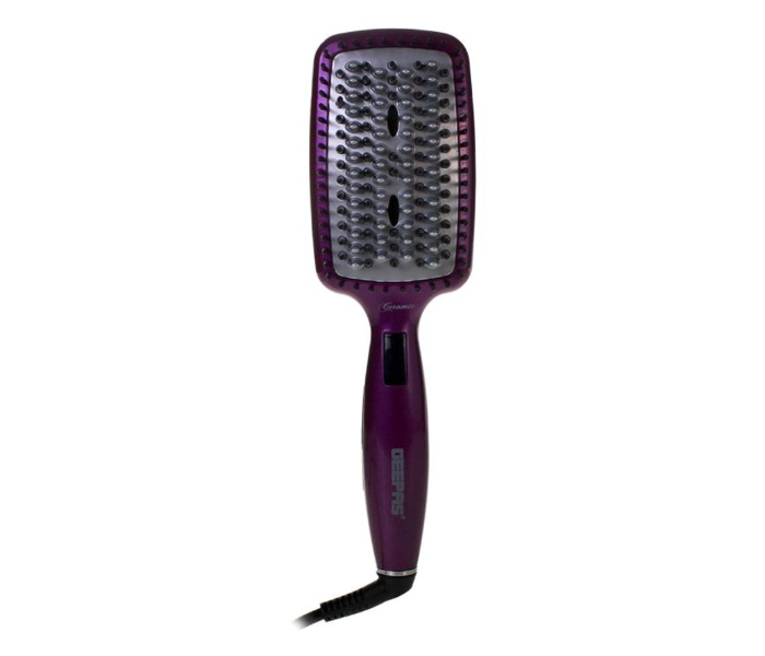 Geepas GHBS86012 50W Straightener Brush with Ceramic Anti Scald Hair Brush - Purple