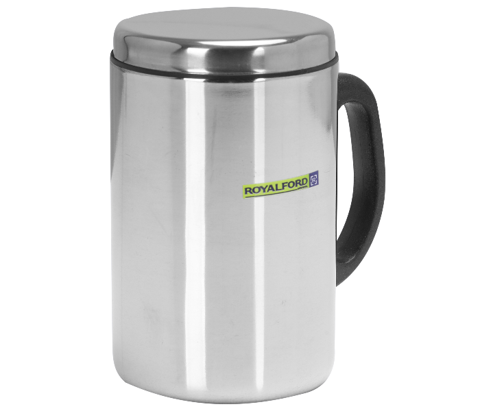 Royalford RF5026 Stainless Steel Travel Mug - 350ml, Silver & Black