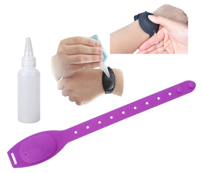 Portable 10 ml Hand Sanitizer Dispensing Wristband Bracelet Wearable Hand Dispenser Portable Silicone Travel Refillable - Purple  - Similar Product Imag - ID 56417