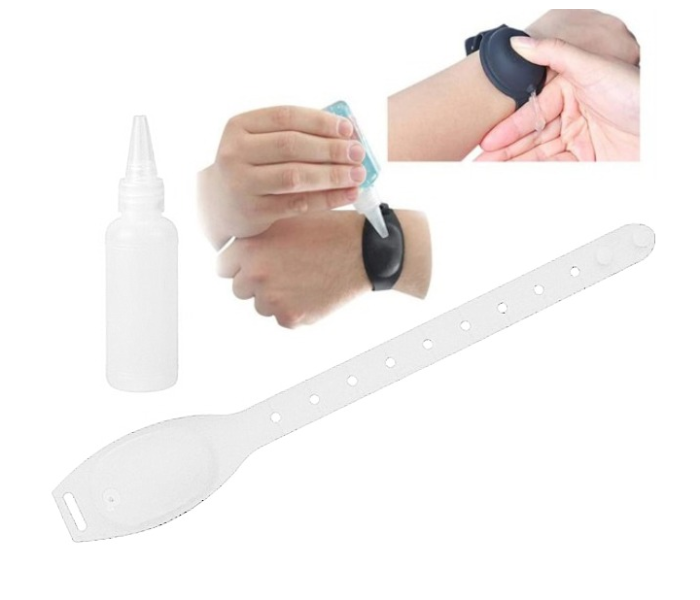 Portable 10 ml Hand Sanitizer Dispensing Wristband Bracelet Wearable Hand Dispenser Portable Silicone Travel Refillable - White