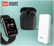 Demaco Super Power Bank 20000mAh - White + D13 Smart Watch With Heart Rate Monitor - Black + InPods 12 Twin Bluetooth Headset - Black 