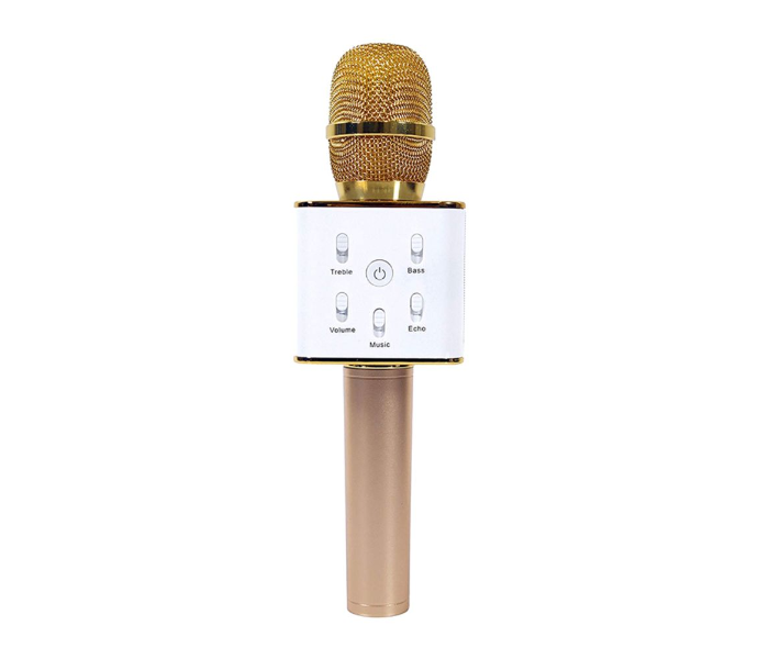 Q7 Bluetooth Karaoke Microphone With Speaker - White and Gold
