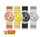 Stainless Steel Wrist Watch For Women - Silver + Stainless Steel Wrist Watch For Women - Gold + Stainless Steel Wrist Watch For Women - Rose Gold + Stainless Steel Wrist Watch For Women - Black