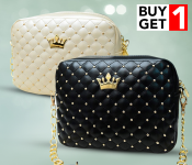 Women Crown Messenger Bag 30003 Black + Women Crown Messenger Bag 30002 White 