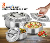Merri Boy 3 Piece Stainless Steel Insulated Casserole Gift Set - Silver