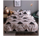 Triangle 6 Pieces High Quality Cotton Double Size Bed Sheet with Quilt Cover and Pillow Case - Brown