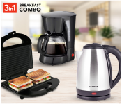 Starex SK 501 1.5 Litre Electric Cordless Kettle + DLC 600 750Watts Sandwich Maker - Black + DLC CM7309 Coffee Maker 600ML- Black 