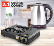 Starex SK 501 1.5 Litre Electric Cordless Kettle + Portable Butane Gas Stove Single Burner BDZ-155-A - Black 