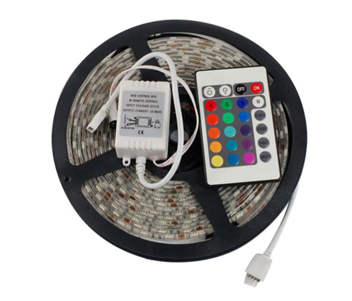 5 Meter Non Waterproof Flexible RGB LED Strip Light With Remote Control - Black and Brown