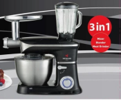 Mebashi ME-SBM1108 6.5 Litre 3 in 1 Stand Mixer With Blender and Meat Grinder - Silver