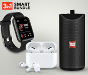 D13 Smart Watch With Heart Rate Monitor - Black + TWS Airpod Pro 3 Bluetooth Earphones Wireless Headset - White + TG 113 Portable Wireless Bluetooth Stereo High Bass Speaker - Black (Bulk)