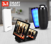 10 Watts Wireless Bluetooth Speaker With Colorful LED Light - Multi Color + F1 Magnifying 3D Screen Amplifier Enlarged Screen Mobile Phone – Black + Demaco Super Power Bank 20000mAh - White 