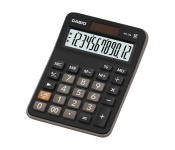 Casio MX-12B-BK Mini Desk Type 12 Digits Calculator - Black Front View - ID 61383