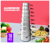 Alfa 18 Pieces Aluminium Cookware Set - Silver