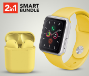 IWO 8 Sport Smart Watch - Yellow + InPods 12 Twin Bluetooth Headset - Yellow 