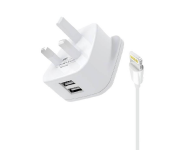 HeatZ ZAI08 Dual Port Fast Home Charger with Lightning Cable - White